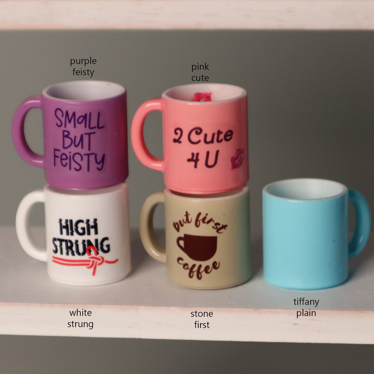 Novelty Mug w/ Inserts - 5 designs - 1/4 Scale Prop Set for BJD