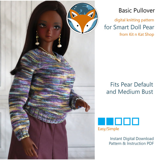 Basic Knitted Pullover for Smart Doll Pear - Digital Knitting Pattern