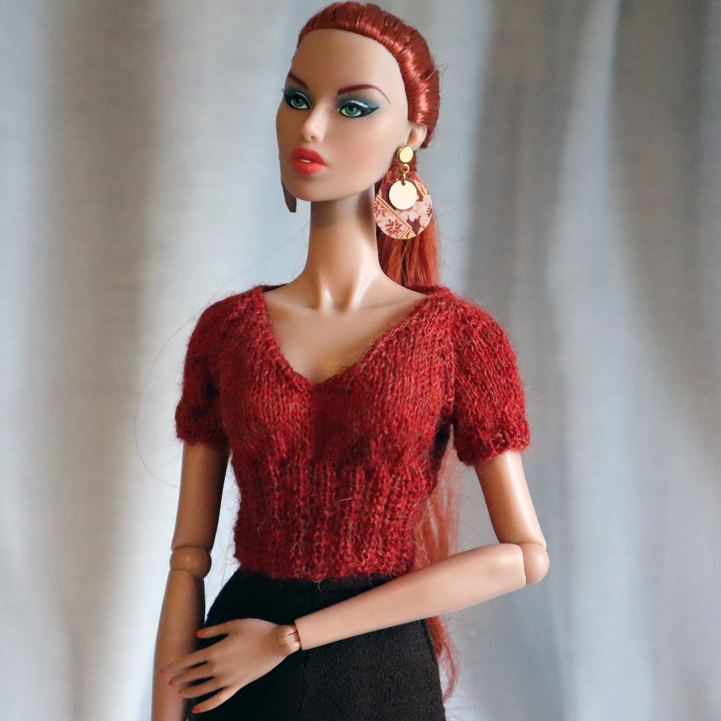 V Neck Pullover for 16-18 in. Fashion Doll - Grace - Digital Knitting Pattern