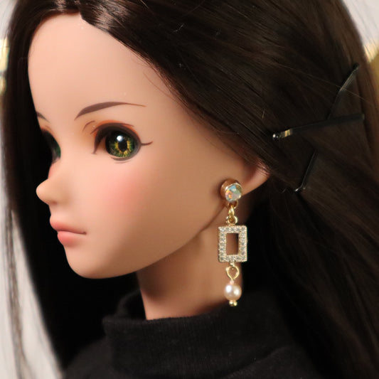 No-Hole Earring for Vinyl BJD - Open Jeweled Square