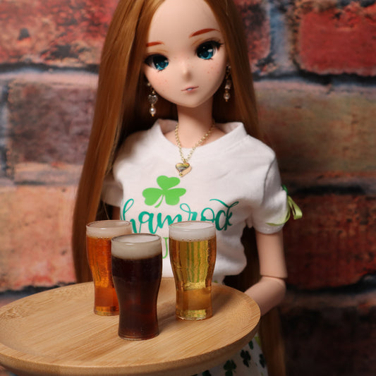 Beer Glass 1/3 & 1/4 Scale Prop for BJD -- 3 Beverage Choices