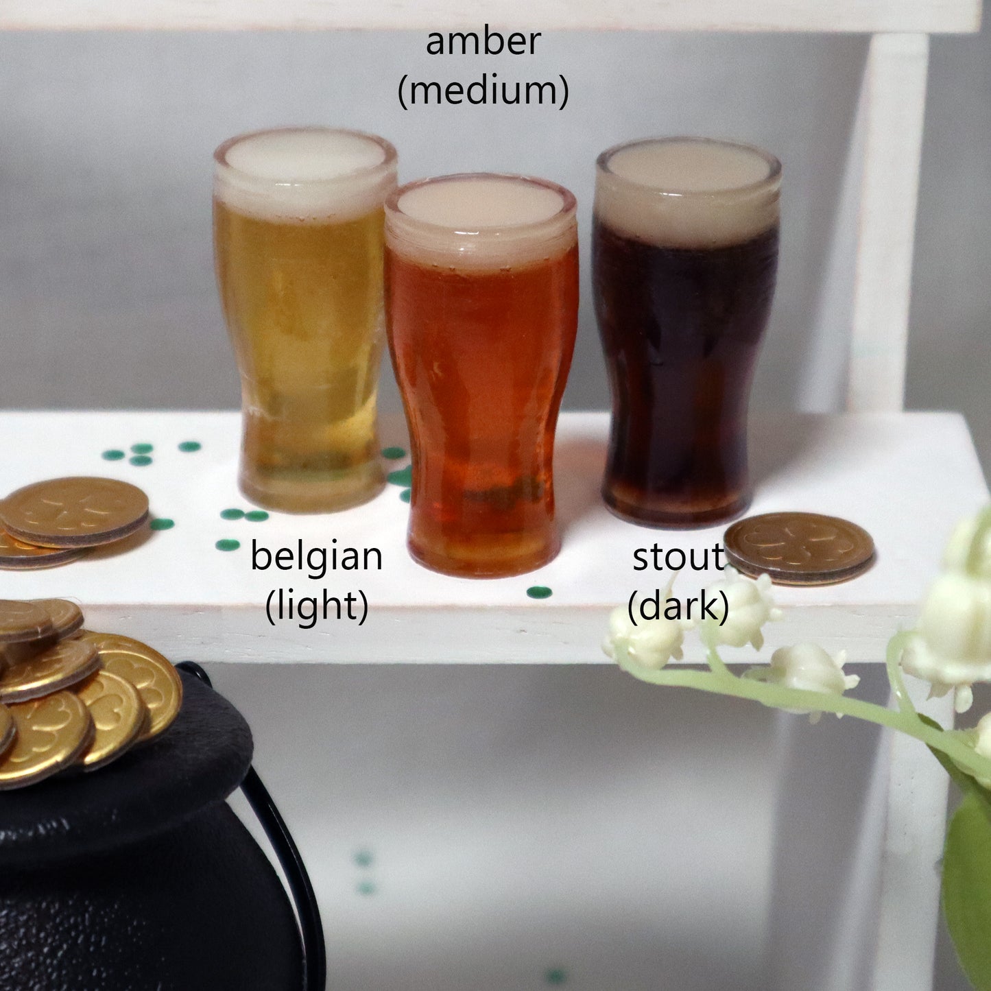 Beer Glass 1/3 & 1/4 Scale Prop for BJD -- 3 Beverage Choices