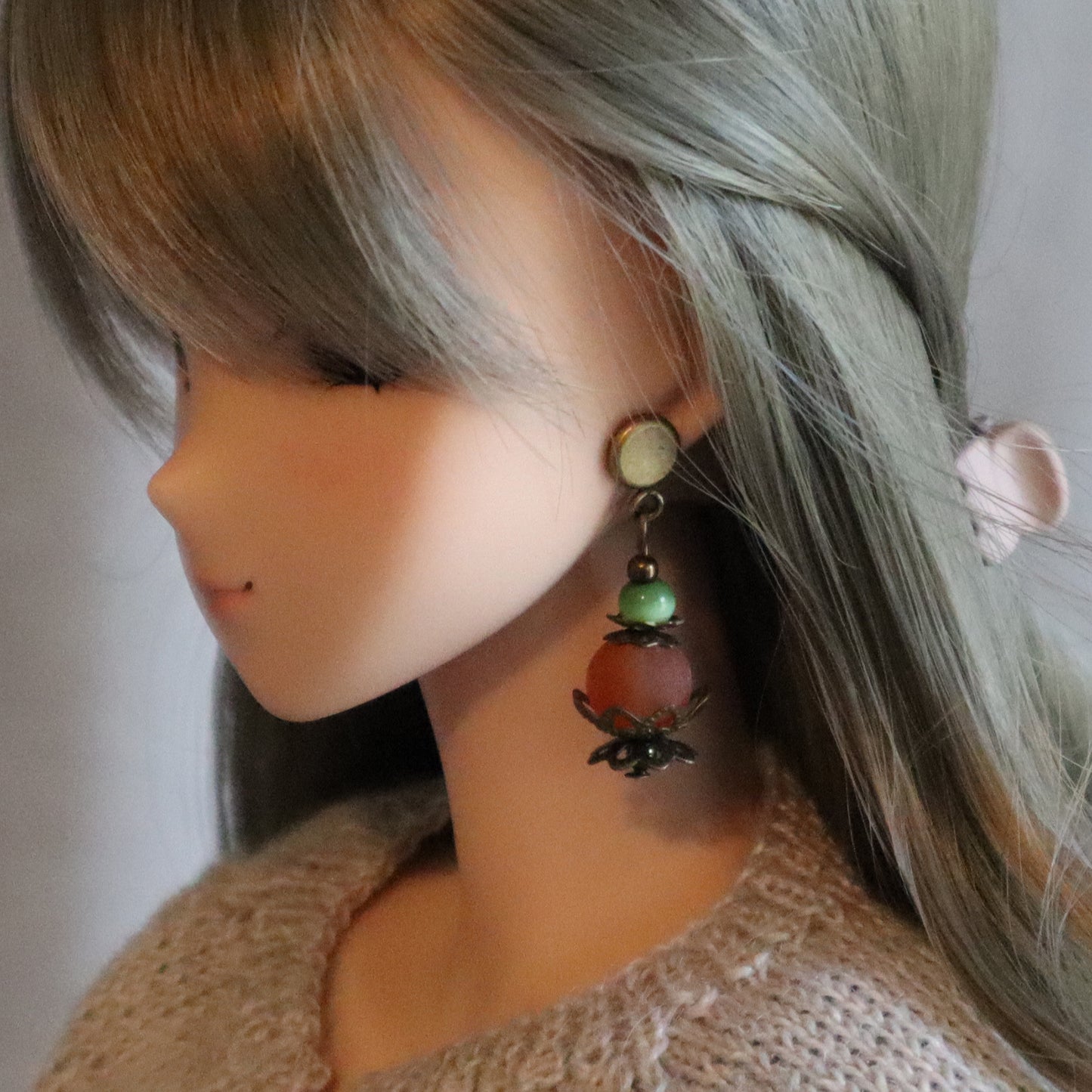 No-Hole Earrings for Vinyl Dolls - Boho Pumpkin