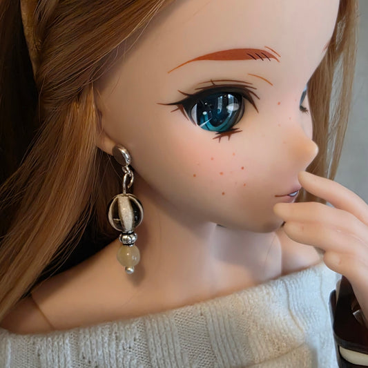 Bone and Pearl No-Hole Earrings for Vinyl BJD
