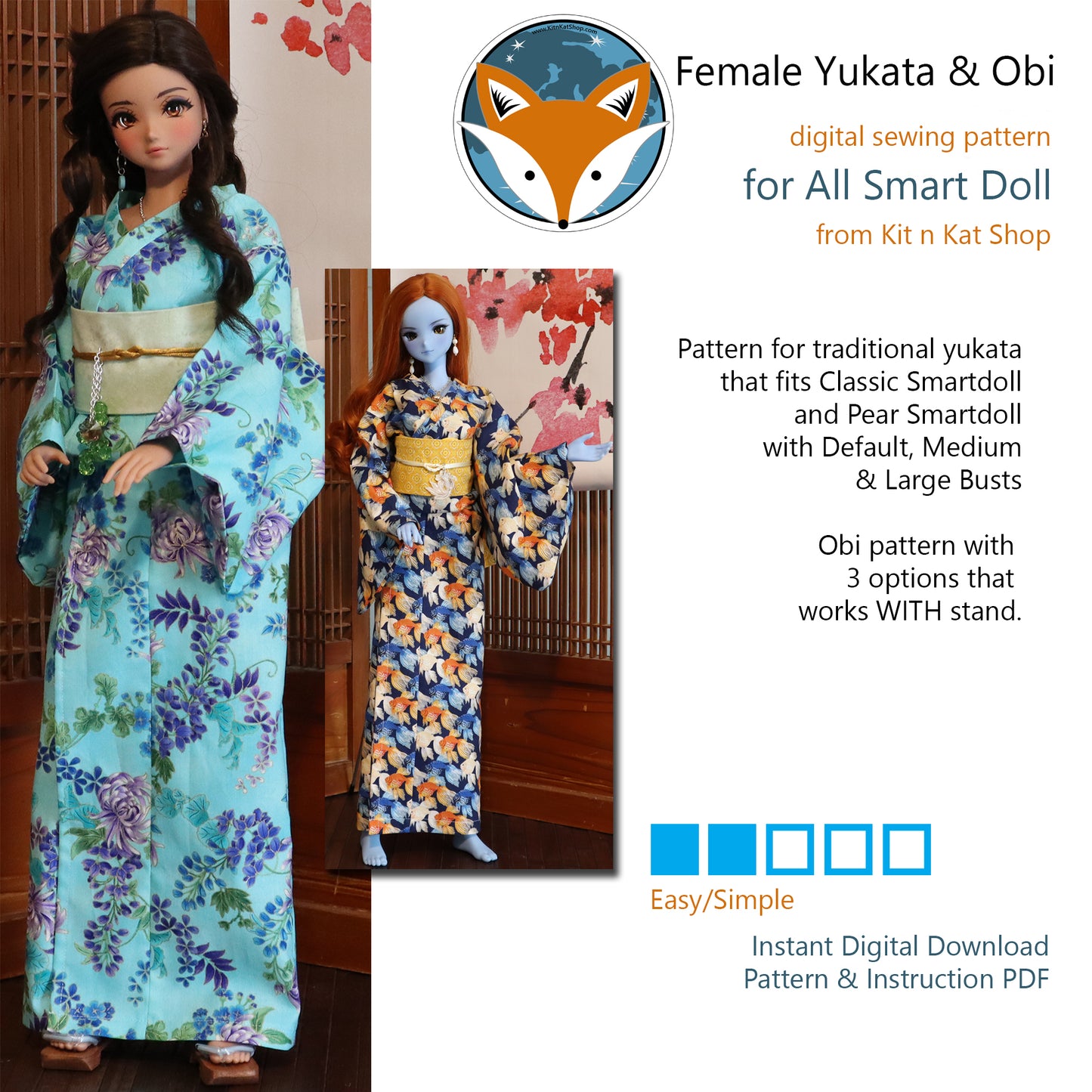 Yukata & Obi for Smart Doll Classic and Pear Girls - Digital Sewing Pattern
