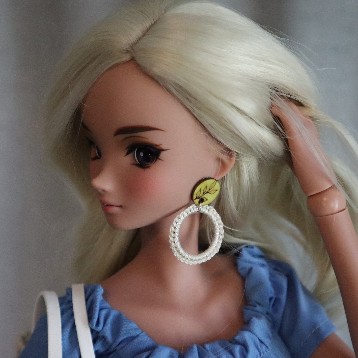 Crochet and Wood No-Hole Earrings (Choice of 3 styles)