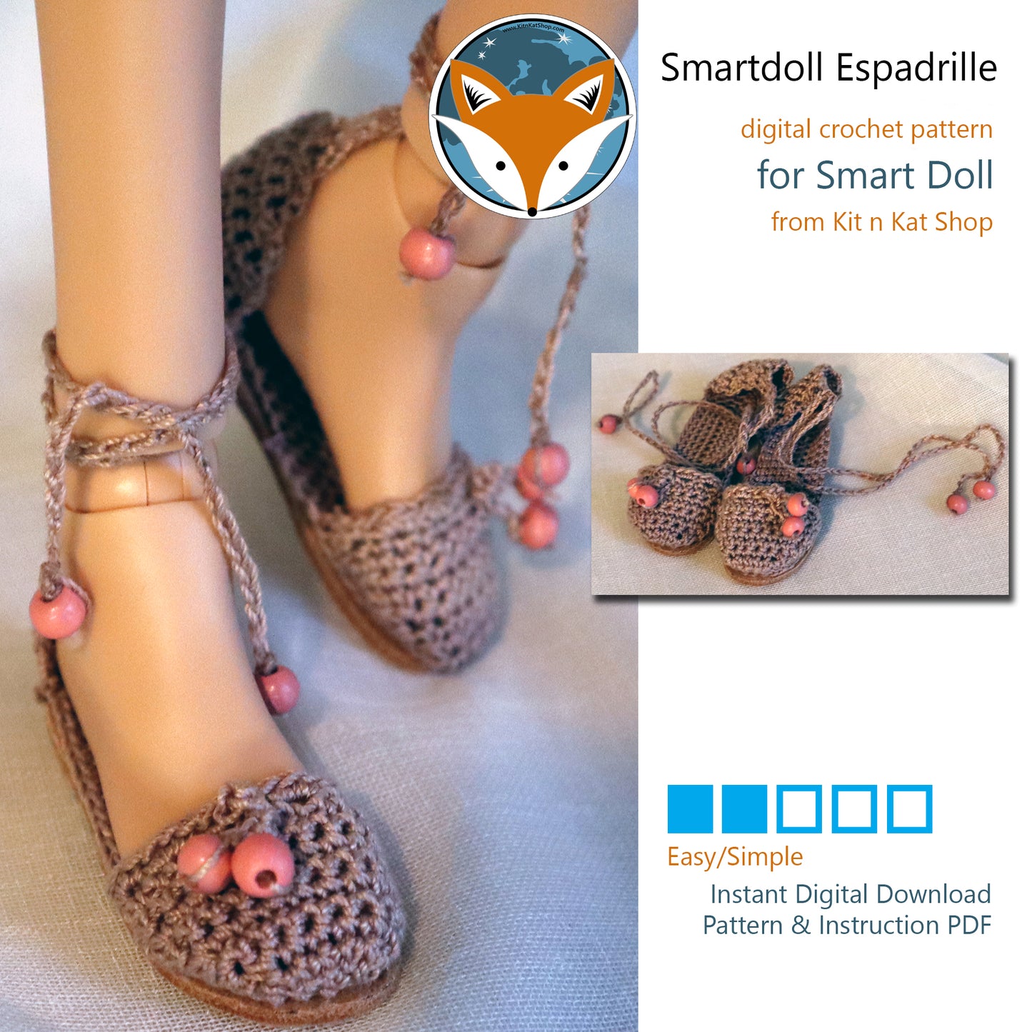 Crochet Smartdoll Espadrille Sandals - Digital Crochet Pattern