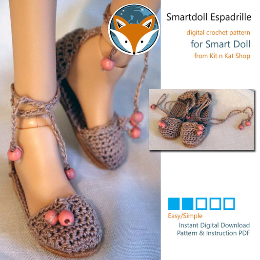 Crochet Smartdoll Espadrille Sandals - Digital Crochet Pattern