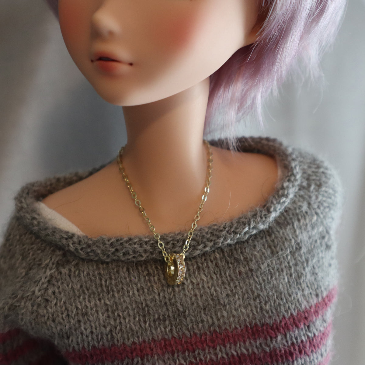 Crystal Floating Disc Magnetic Clasp Necklace