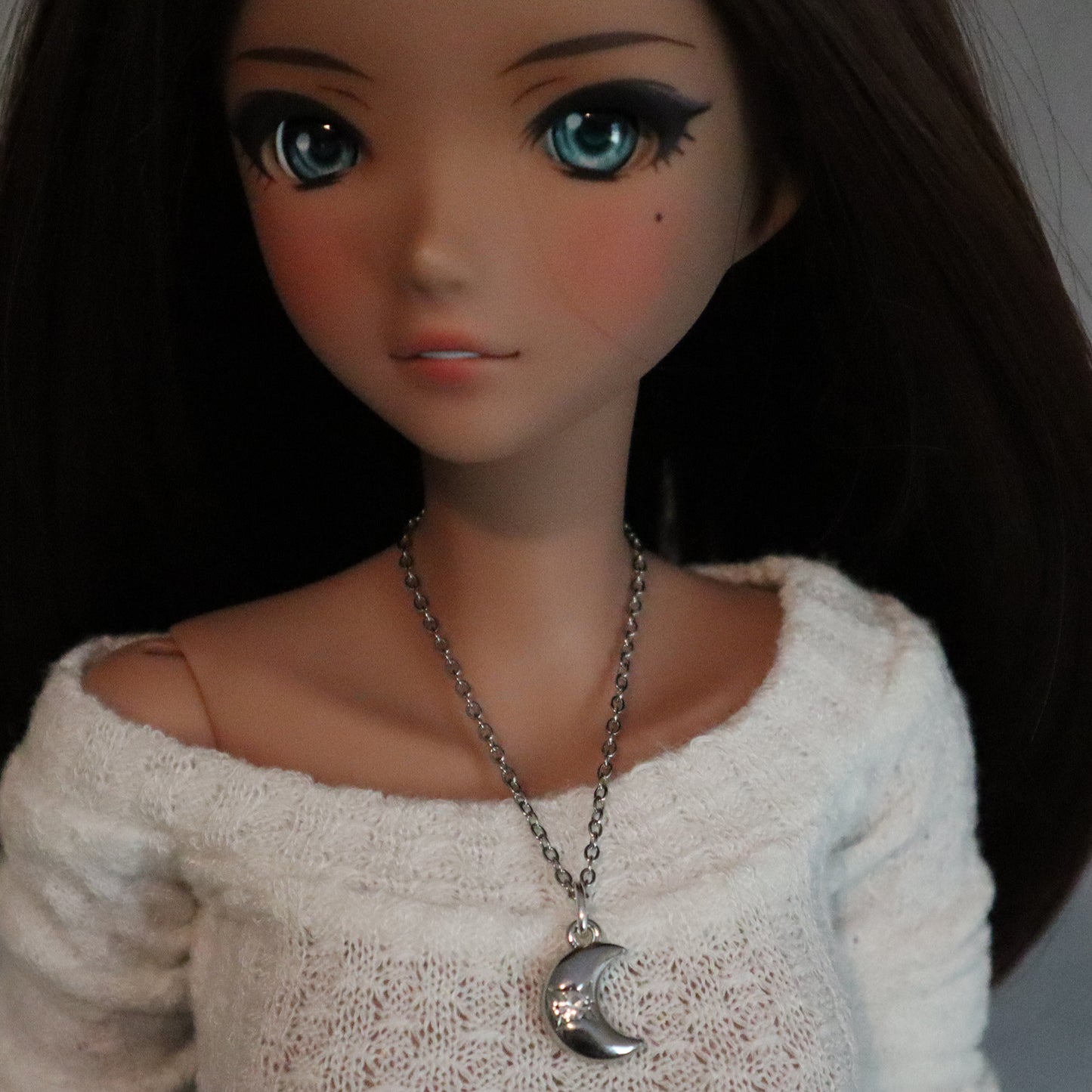 Crystal Moon Pendant Magnetic Clasp Necklace