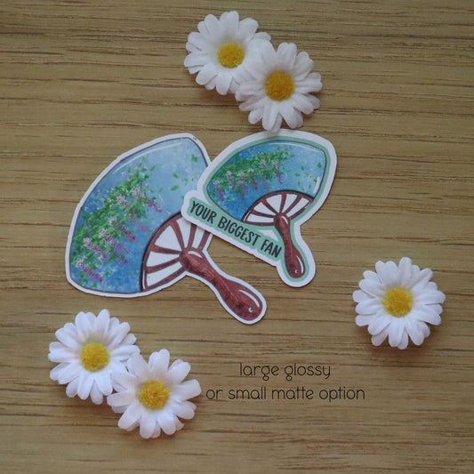 Wisteria painted fan Individual Diecut sticker