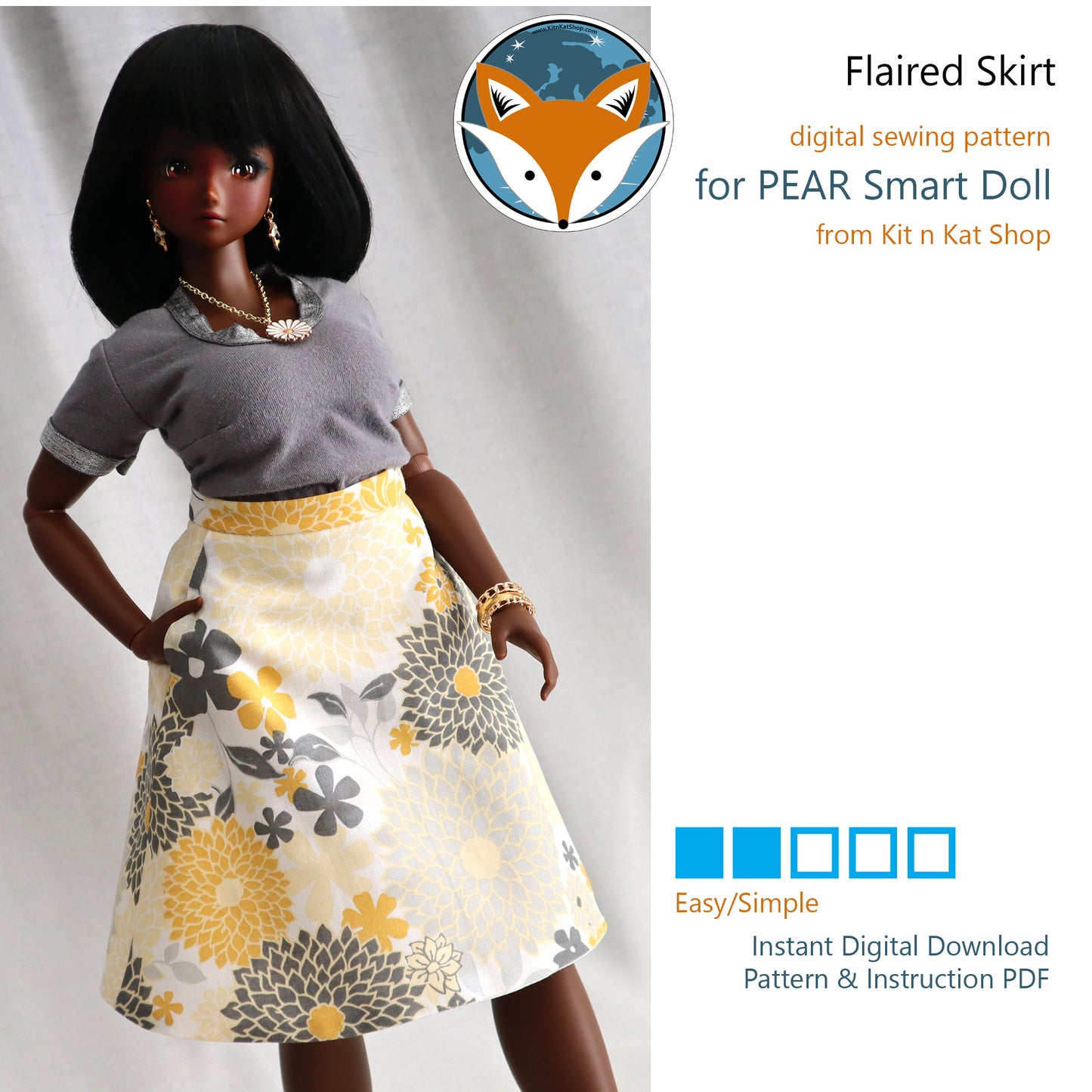 Flaired Skirt for Smart Doll Pear - Digital Sewing Pattern