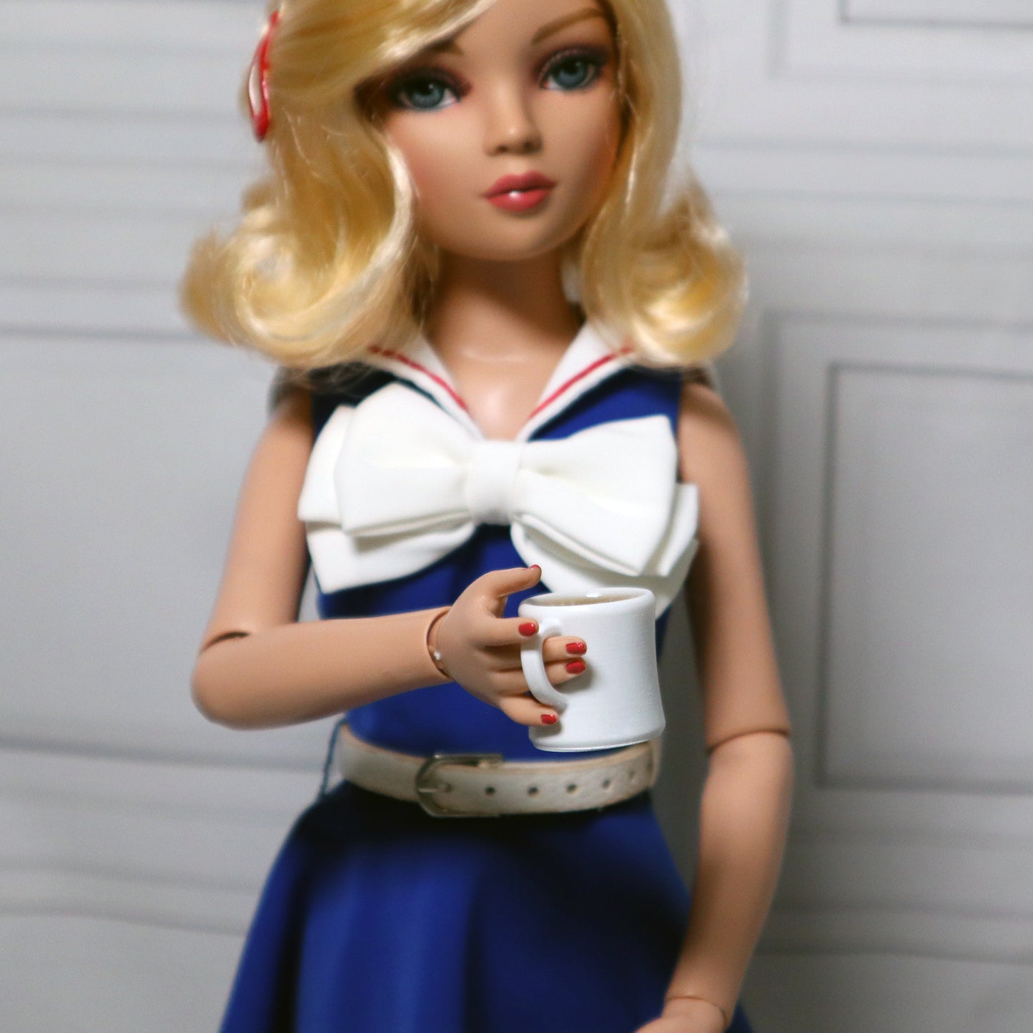 Retro Diner Mug w/ Black Coffee - 1/4 scale prop for BJDs