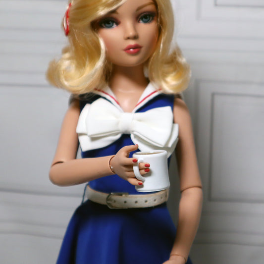 Retro Diner Mug w/ Black Coffee - 1/4 scale prop for BJDs