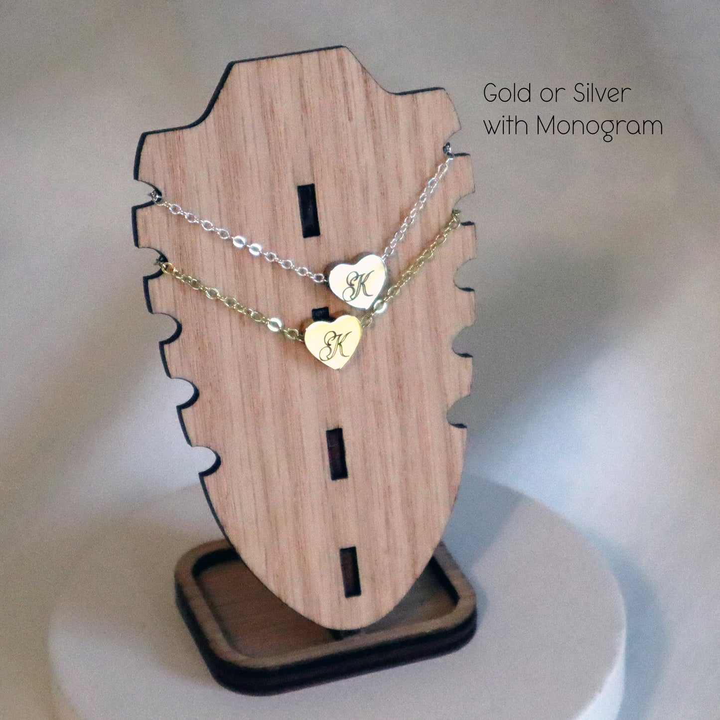 Large Heart Slide Monogram Charm Magnetic Clasp Necklace for BJDs - PERSONALIZED