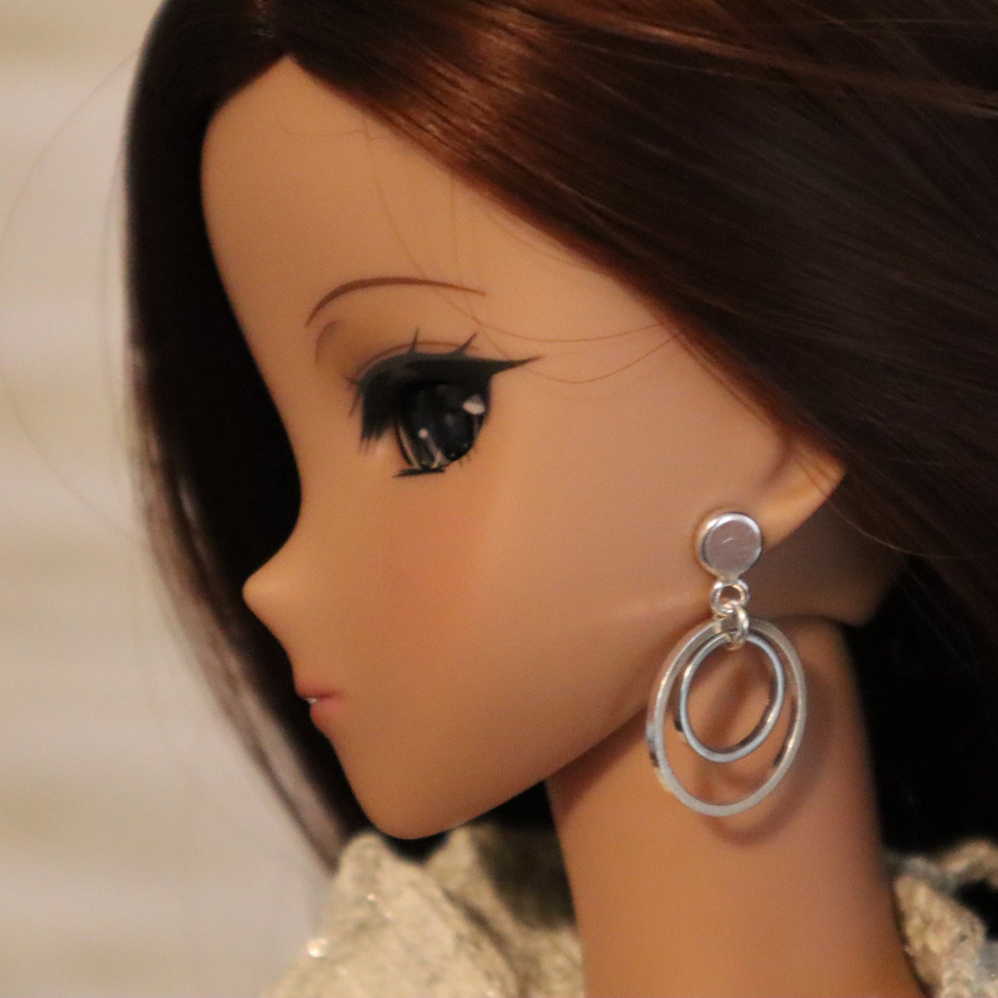 Mini Round Double Hoops (Silver or Gold) No-Hole Earrings for BJD