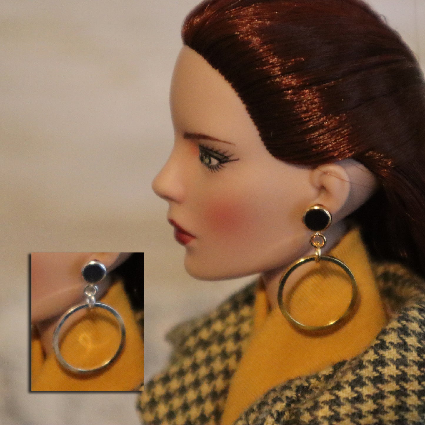 Mini Round Hoops (Silver or Gold) No-Hole Earrings for BJD