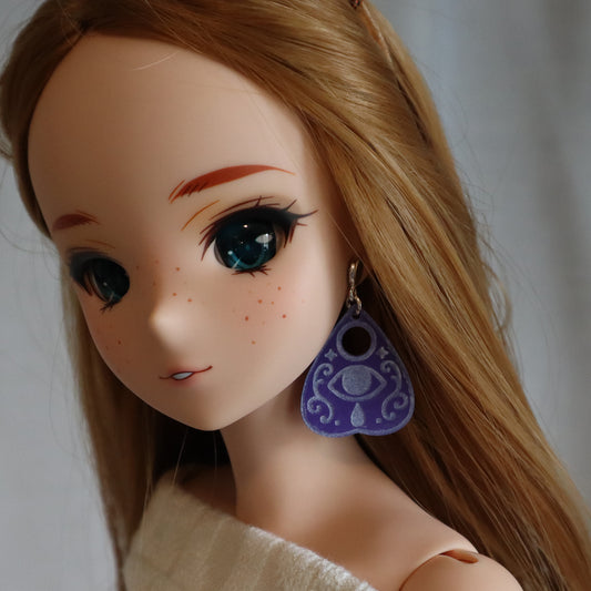 Purple Planchette No-Hole Earrings for BJD