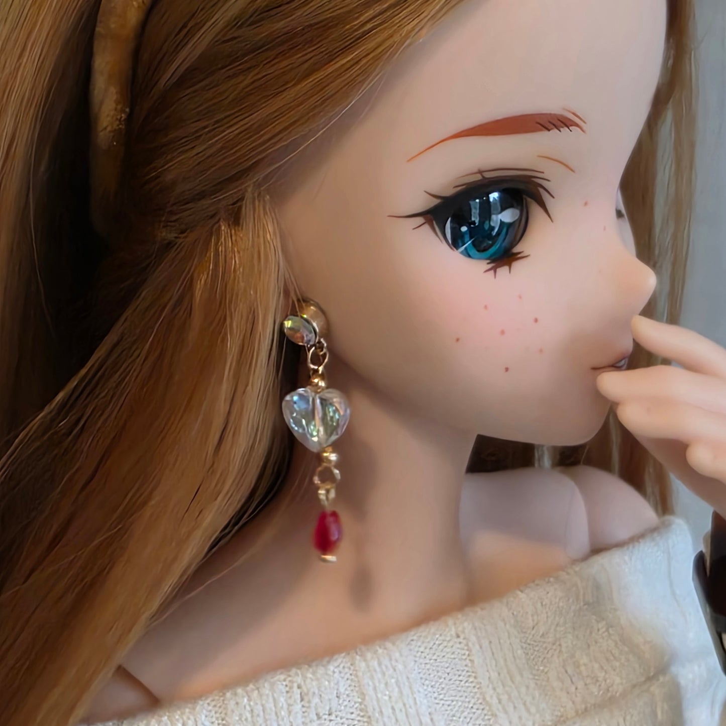 Dripping Heart No-Hole Earrings for BJD