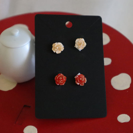 Painted Rose No-Hole Earrings for Vinyl BJDs