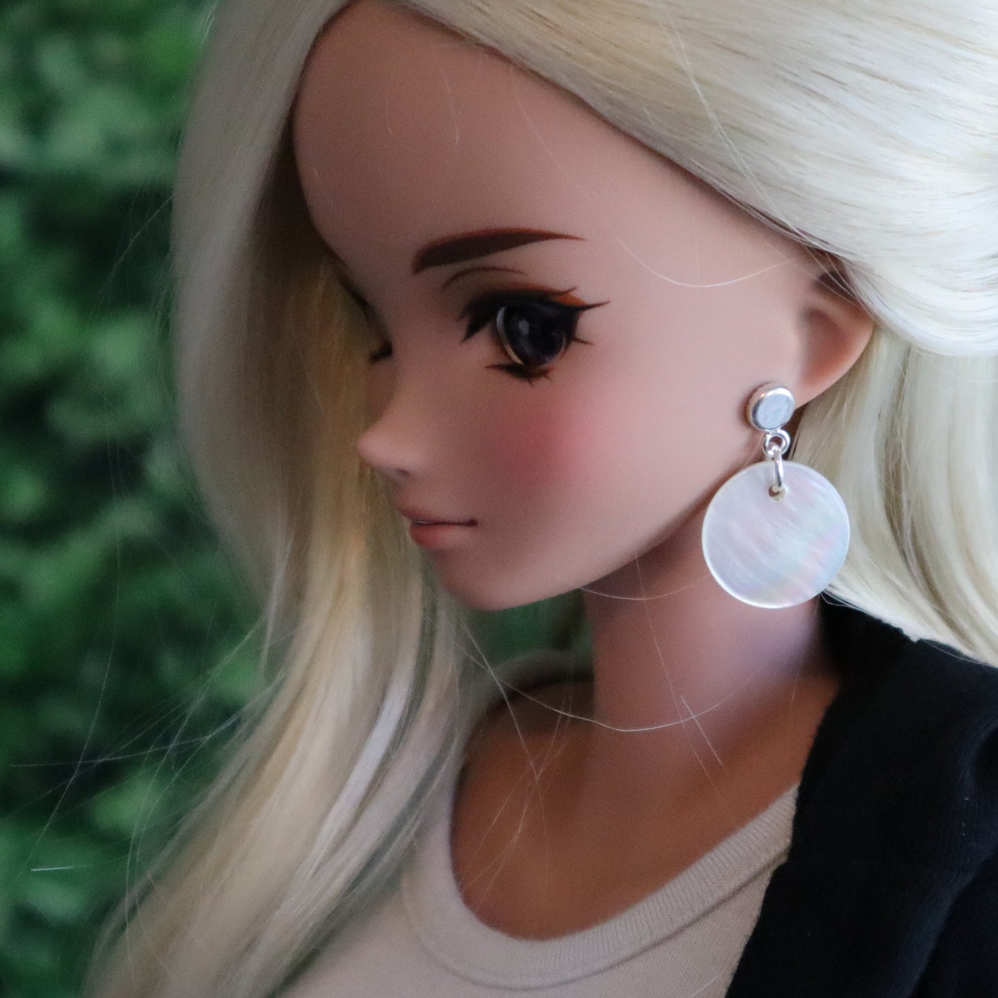 Mother of Pearl Shell Disc Drop No-Hole Earrings for Vinyl - 3 colors