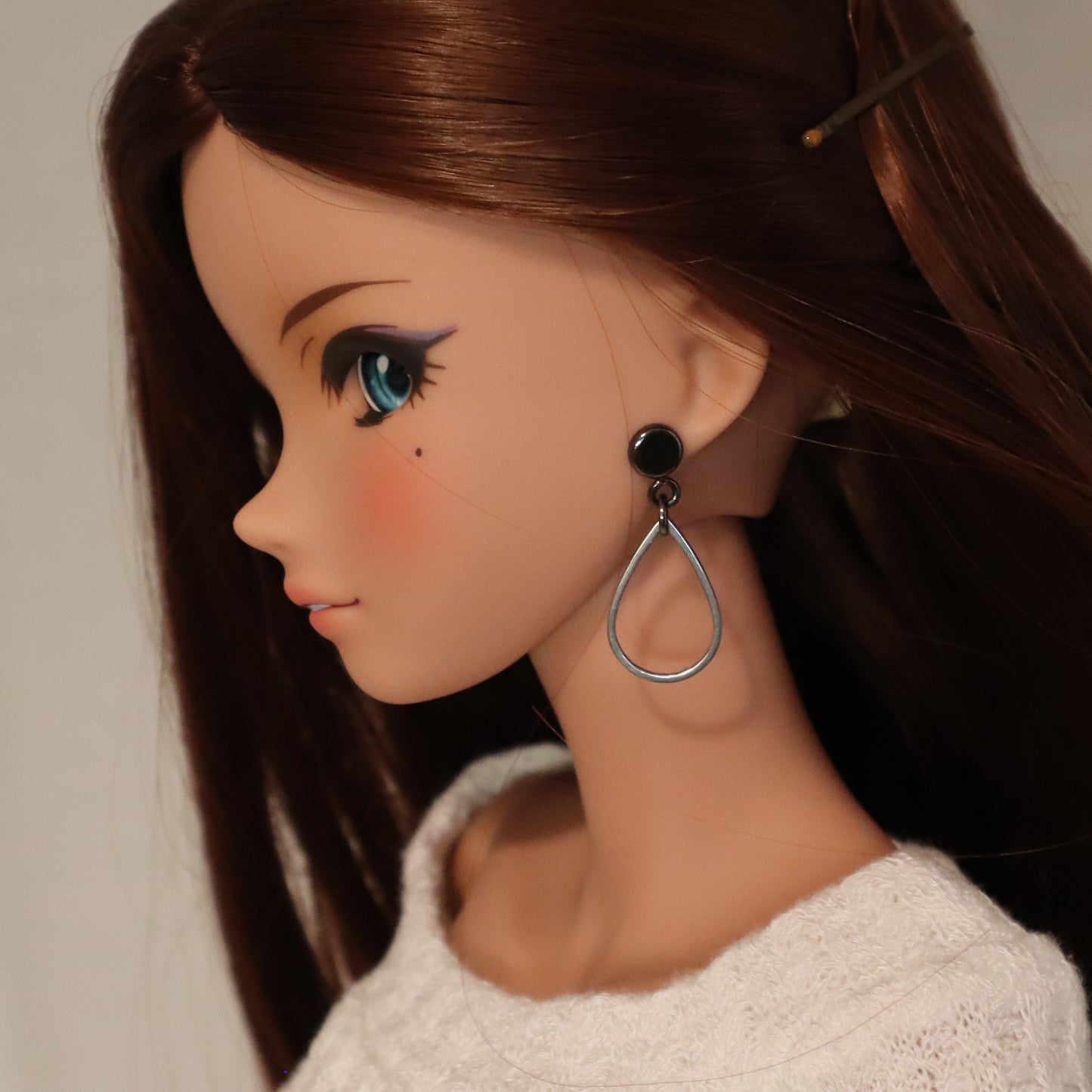 Raindrop Small Hoop Steel No-Hole Earrings for BJD