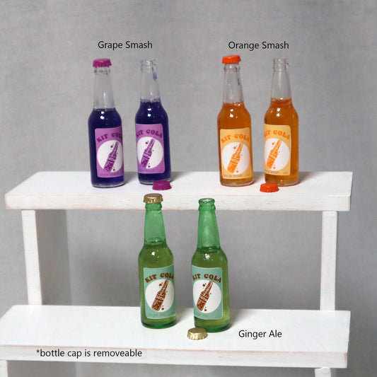Soda Bottle w Removeable Cap - Choice 3 Styles - 1/3 Scale Prop for BJD