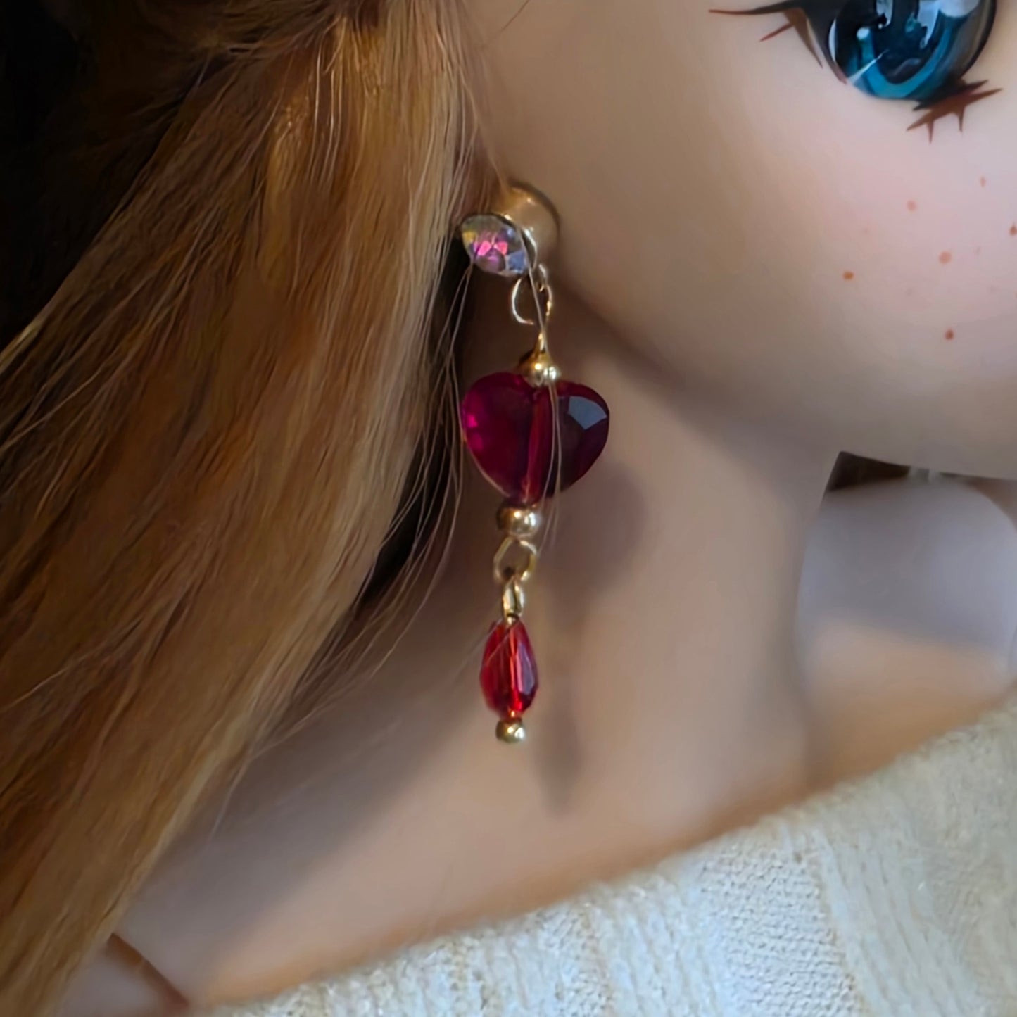 Dripping Heart No-Hole Earrings for BJD