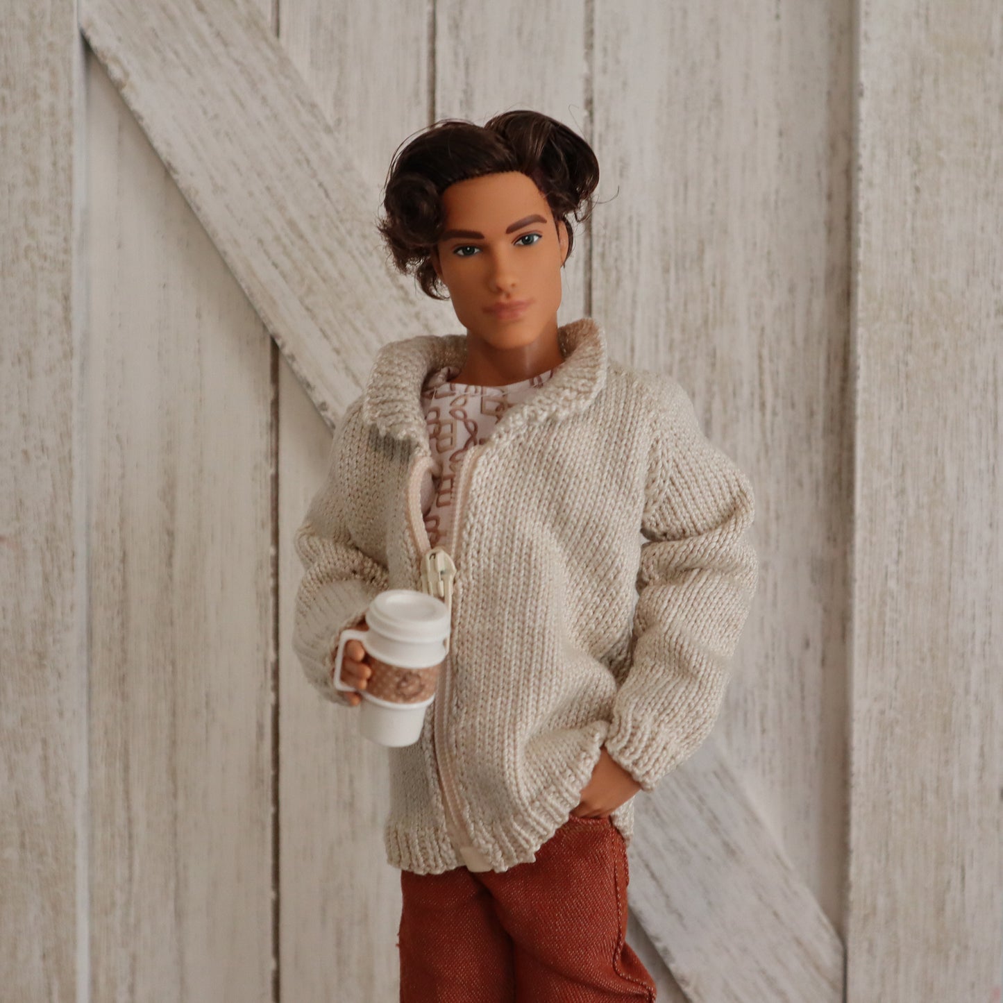 Digital Pattern for Knitted V-Neck Cardigan for 11.5-12 inch Fashion Dolls