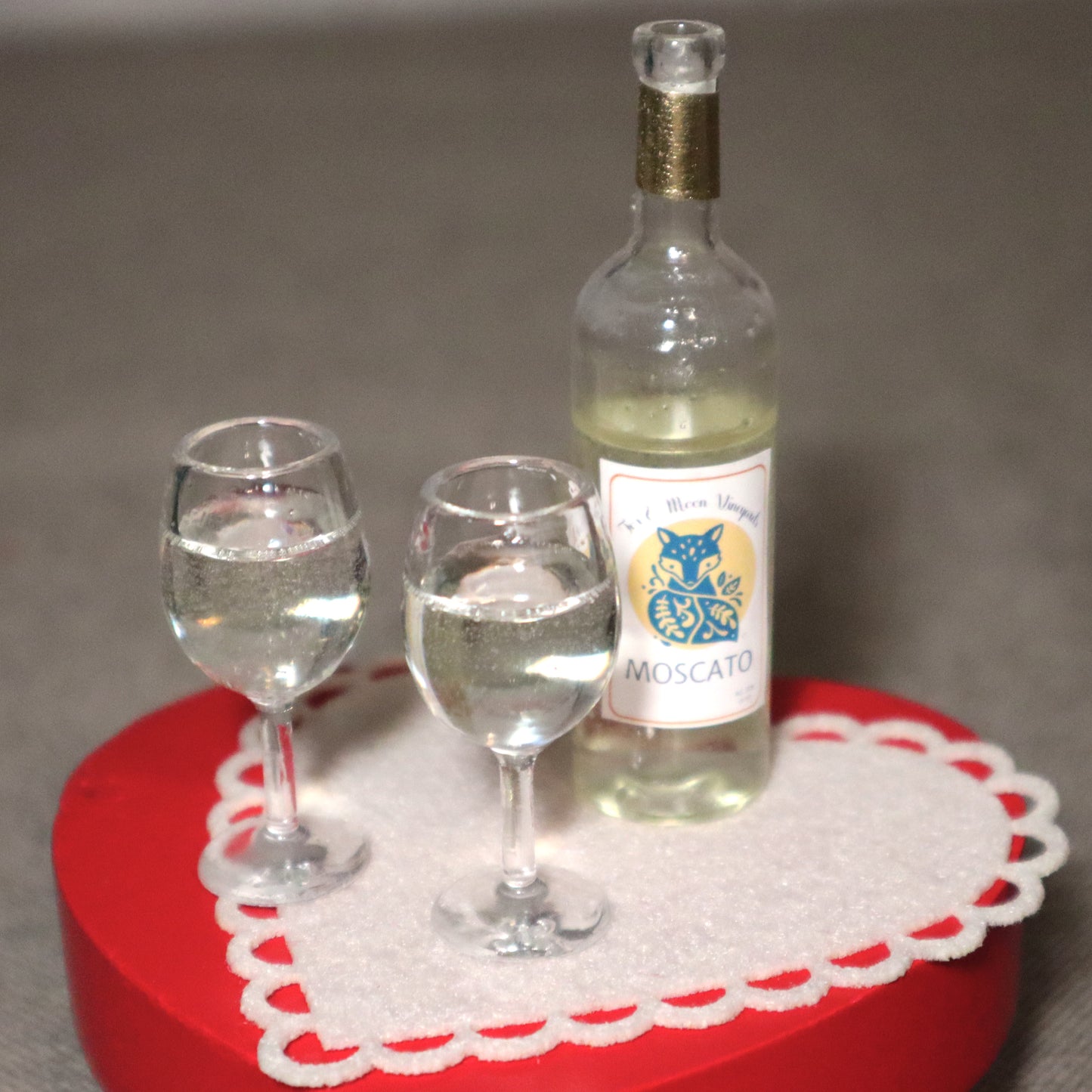 1/3 scaled prop set for BJD - Wine & Wine Glasses Set - White (Moscato)