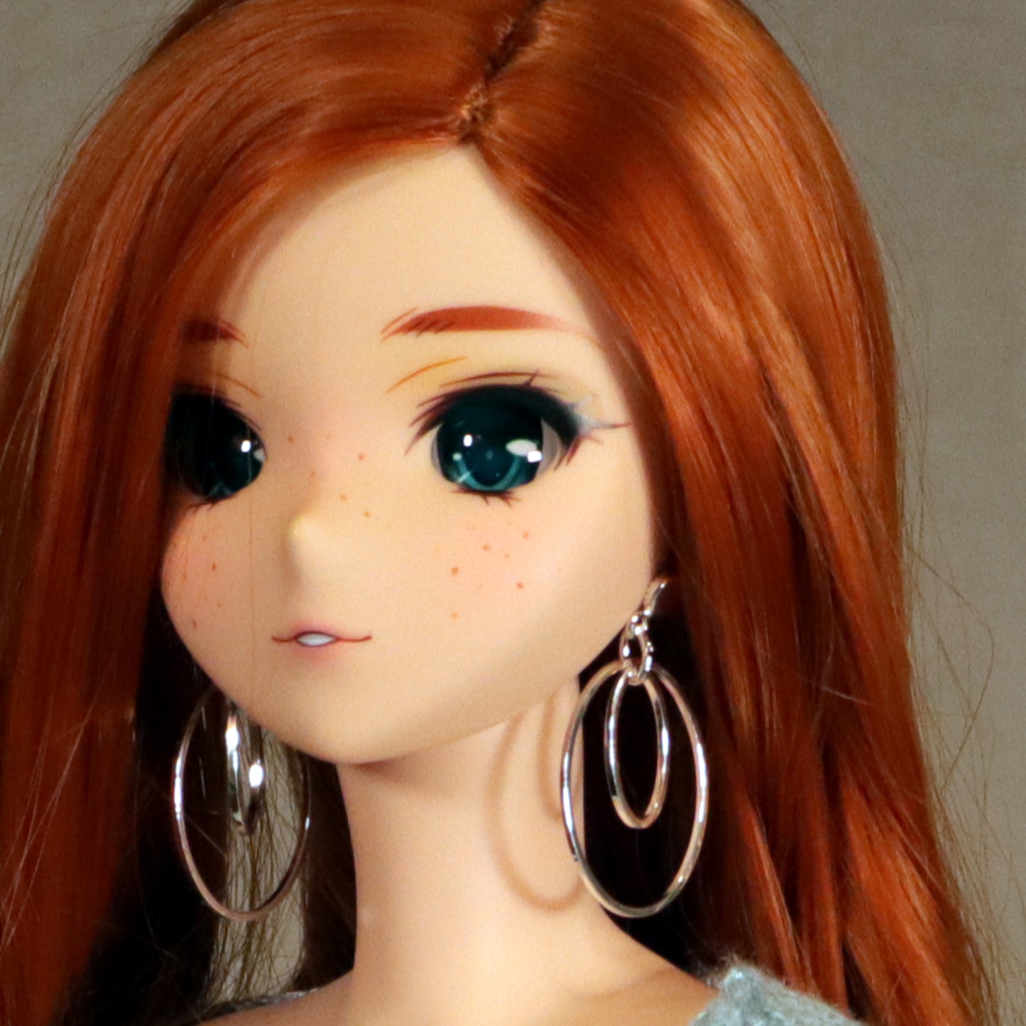 No-Hole Earrings for Vinyl Dolls - Oval Double Hoops (Silver, Gold or Steel)