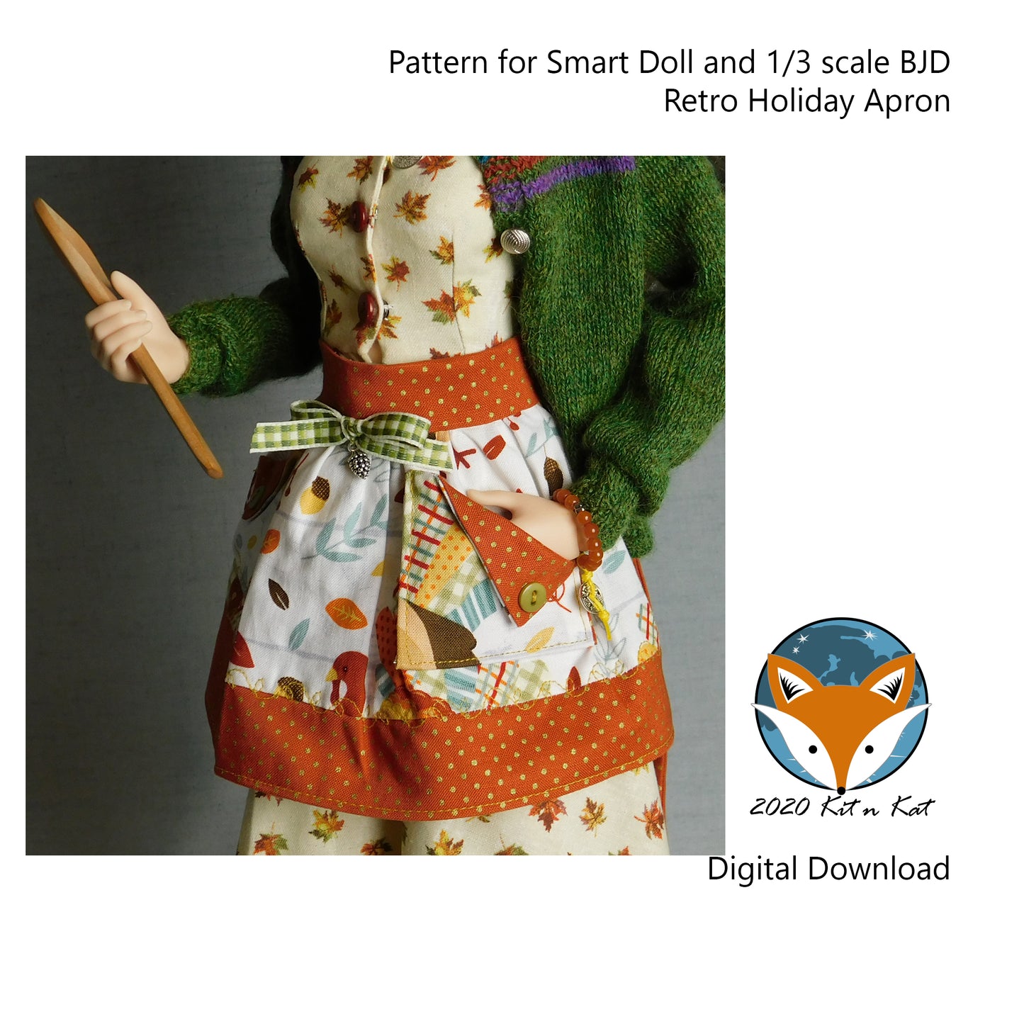 Easy Vintage Apron for 1/3 scale dolls - Digital Sewing Pattern