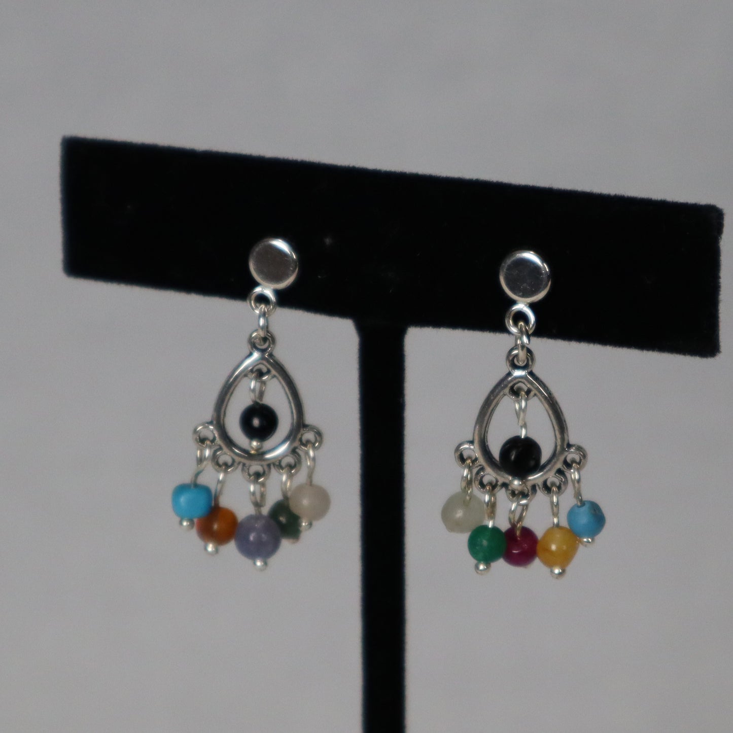 Multi Gemstone Raindrop No-Hole Earrings for BJD