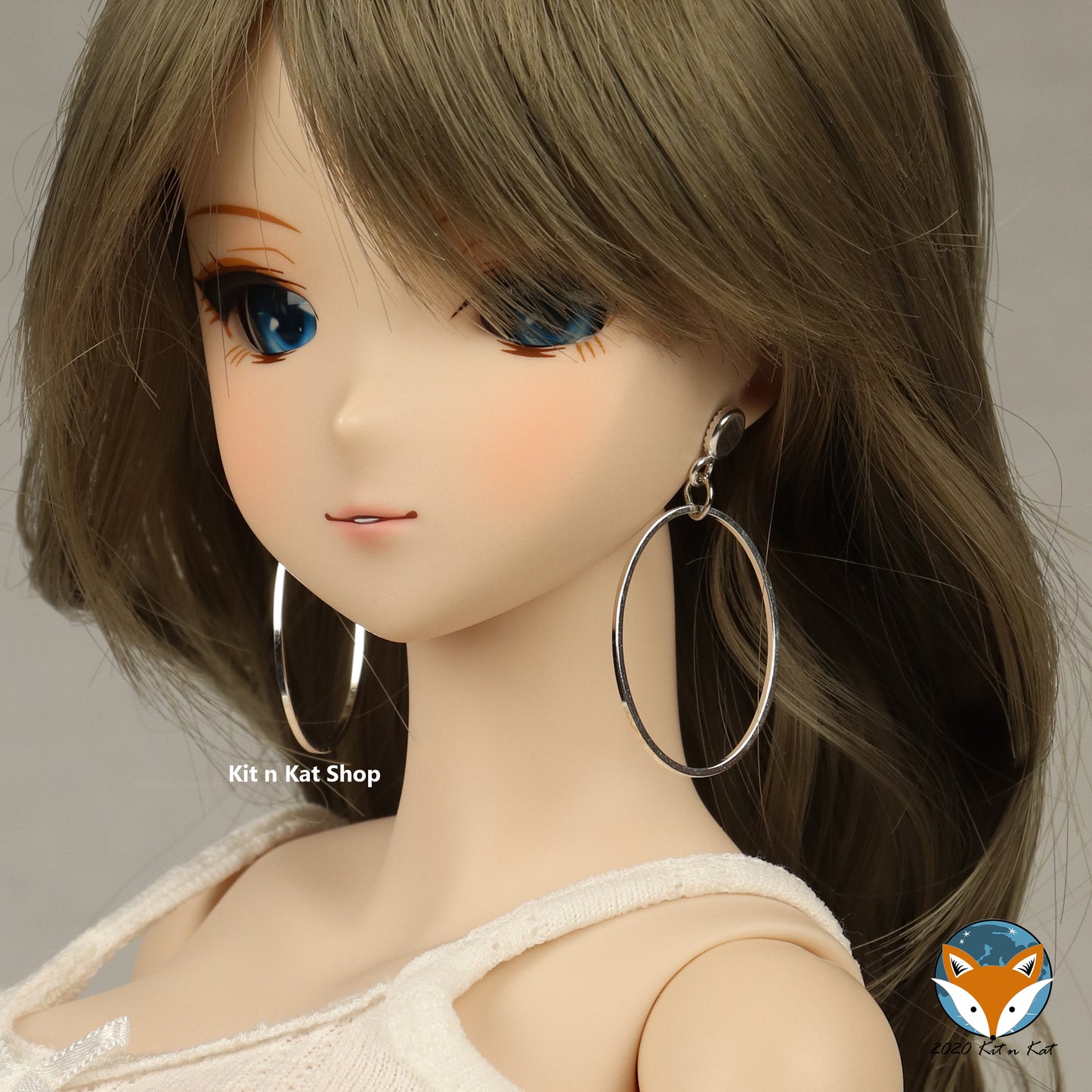 Oval Hoop Large (Silver, Gold or Steel) No-Hole Earrings for BJD