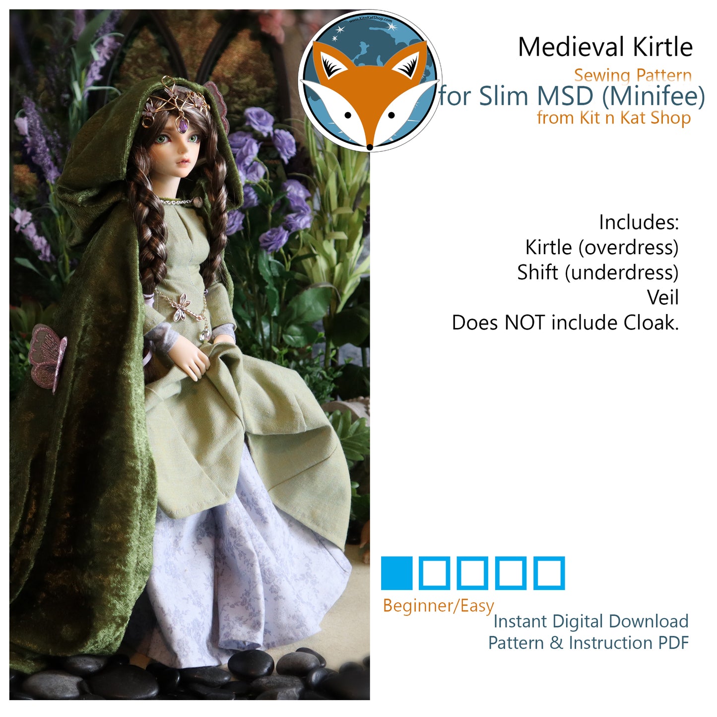 Medieval Kirtle and Chemise for MSD BJD - Digital Sewing Pattern