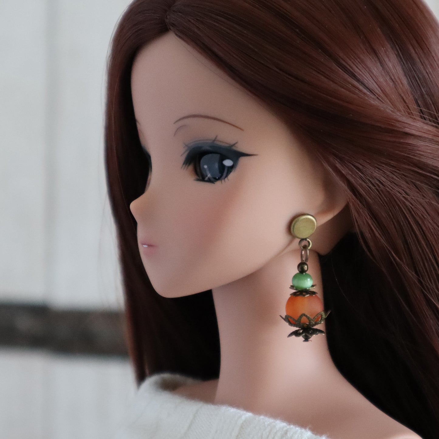 No-Hole Earrings for Vinyl Dolls - Boho Pumpkin
