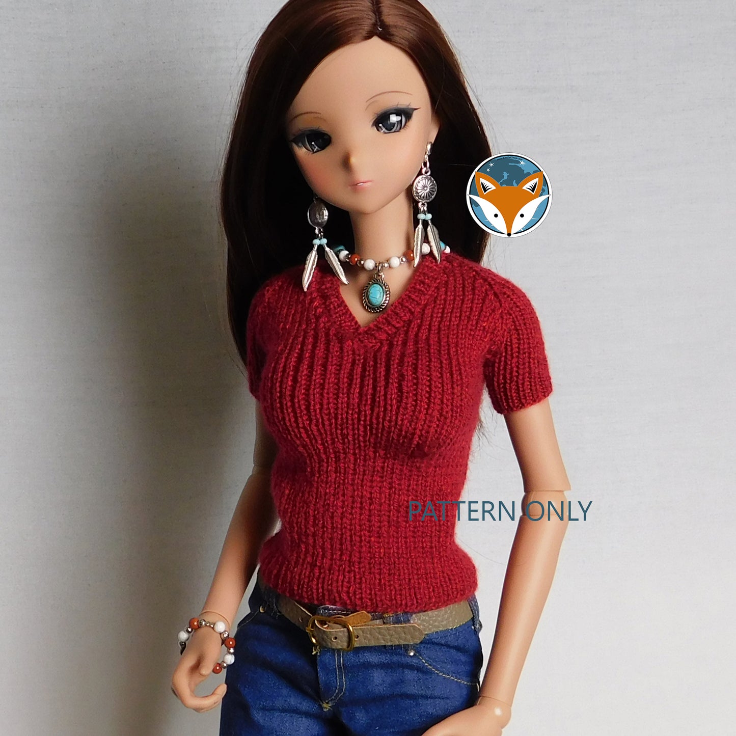 Ribbed V Neck Pullover for Smart Doll Classic - Digital Knitting Pattern
