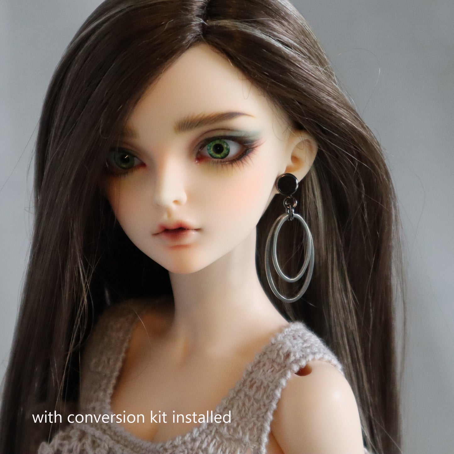 No-Hole Earrings for Vinyl Dolls - Oval Double Hoops (Silver, Gold or Steel)