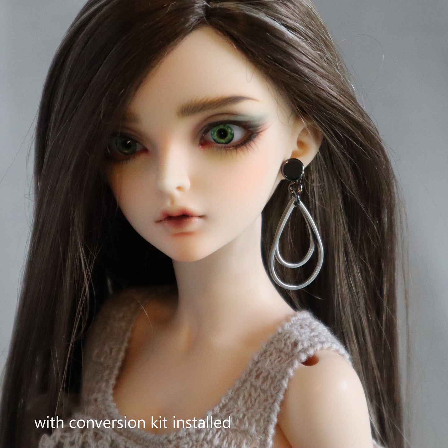 No-Hole Earrings for Vinyl Dolls - Raindrop Double Hoop (Gold or Steel)