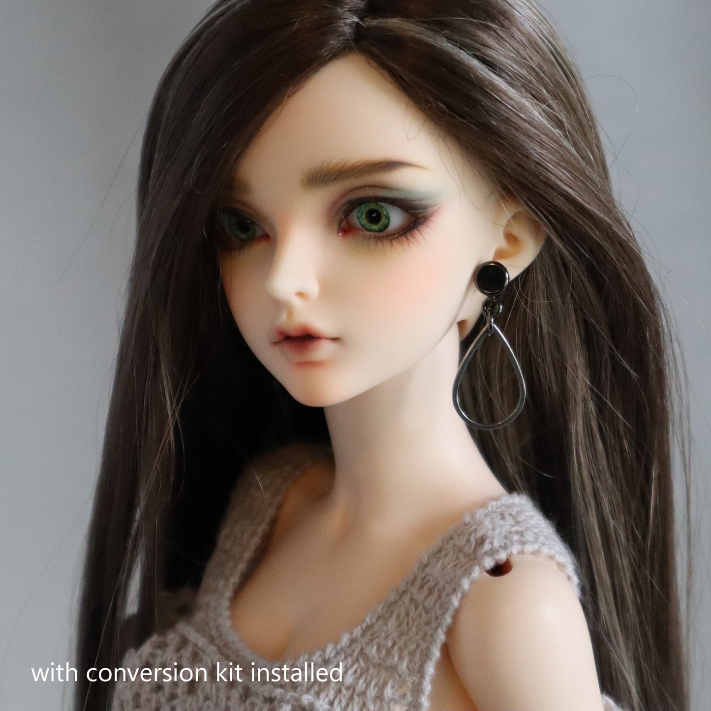 Raindrop Medium Hoop (Steel or Gold) No-Hole Earrings for BJD