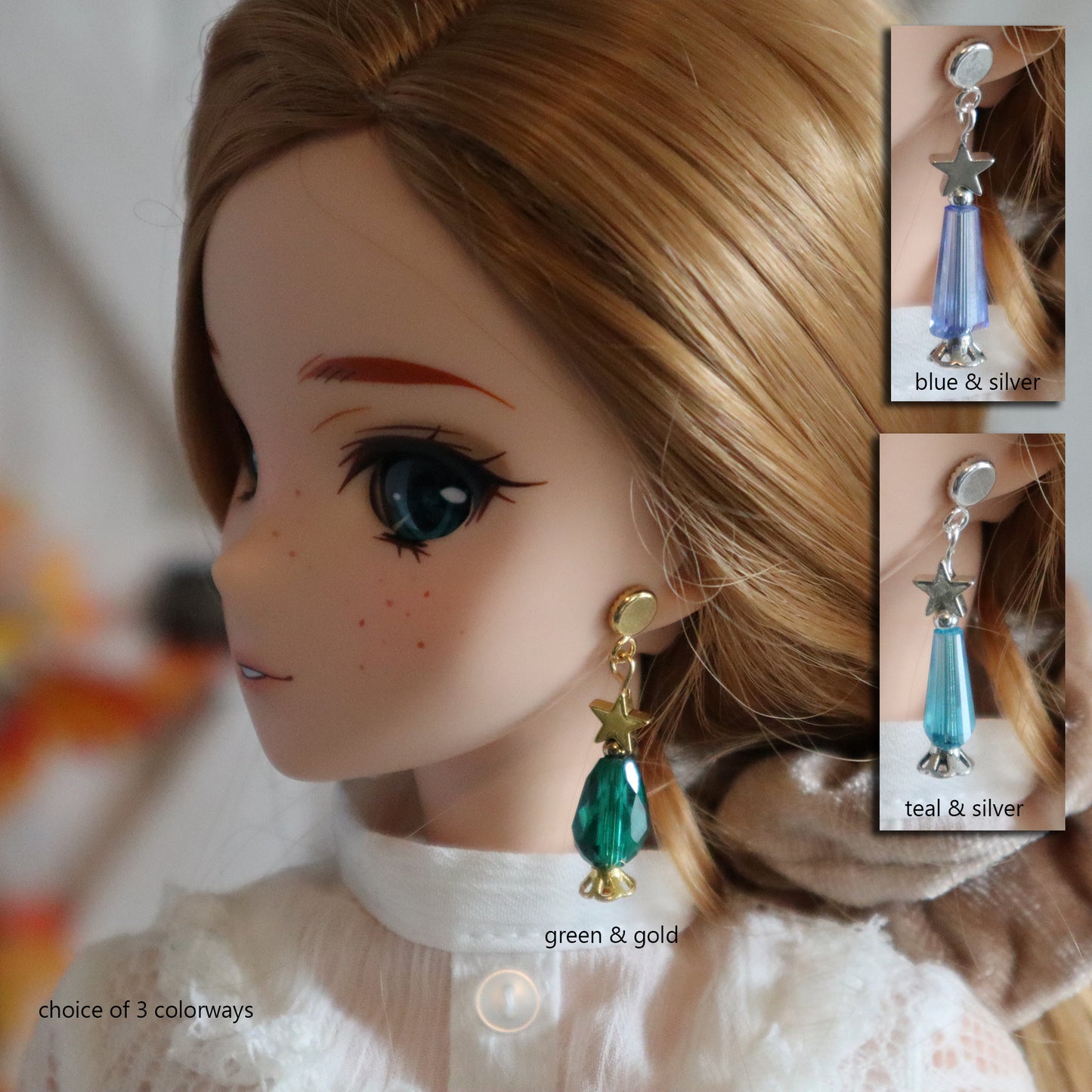No-Hole Earrings for Vinyl BJD - Holiday Trees - Choice of 3 colors