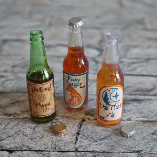 Beer Bottle w Removeable Cap - Choice 3 Styles -1/3 Scale Prop for BJD