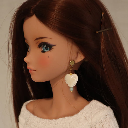 Mother of Pearl Leaf Drop No-Hole Earrings for Vinyl