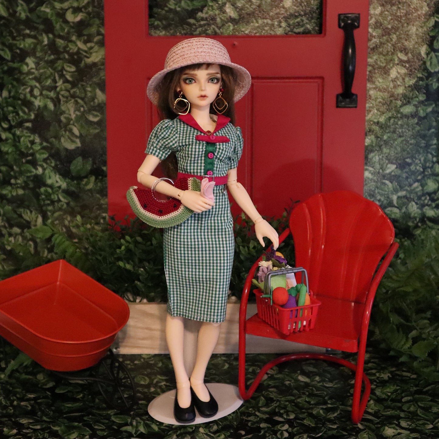 Digital Pattern for 1/4 scale dolls - Crochet Watermelon Market Tote