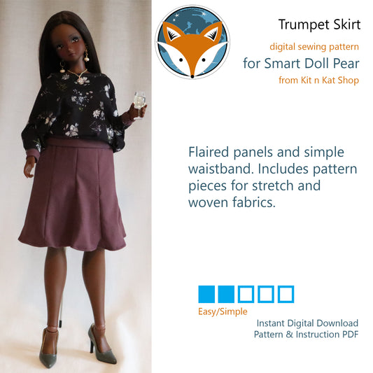 Digital Pattern for Pear Smartdoll - Trumpet Skirt