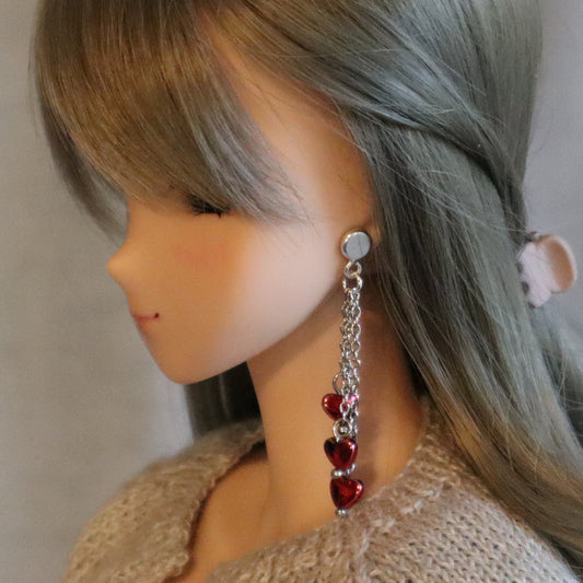 No-Hole Earrings for Vinyl Doll - Blood Hearts