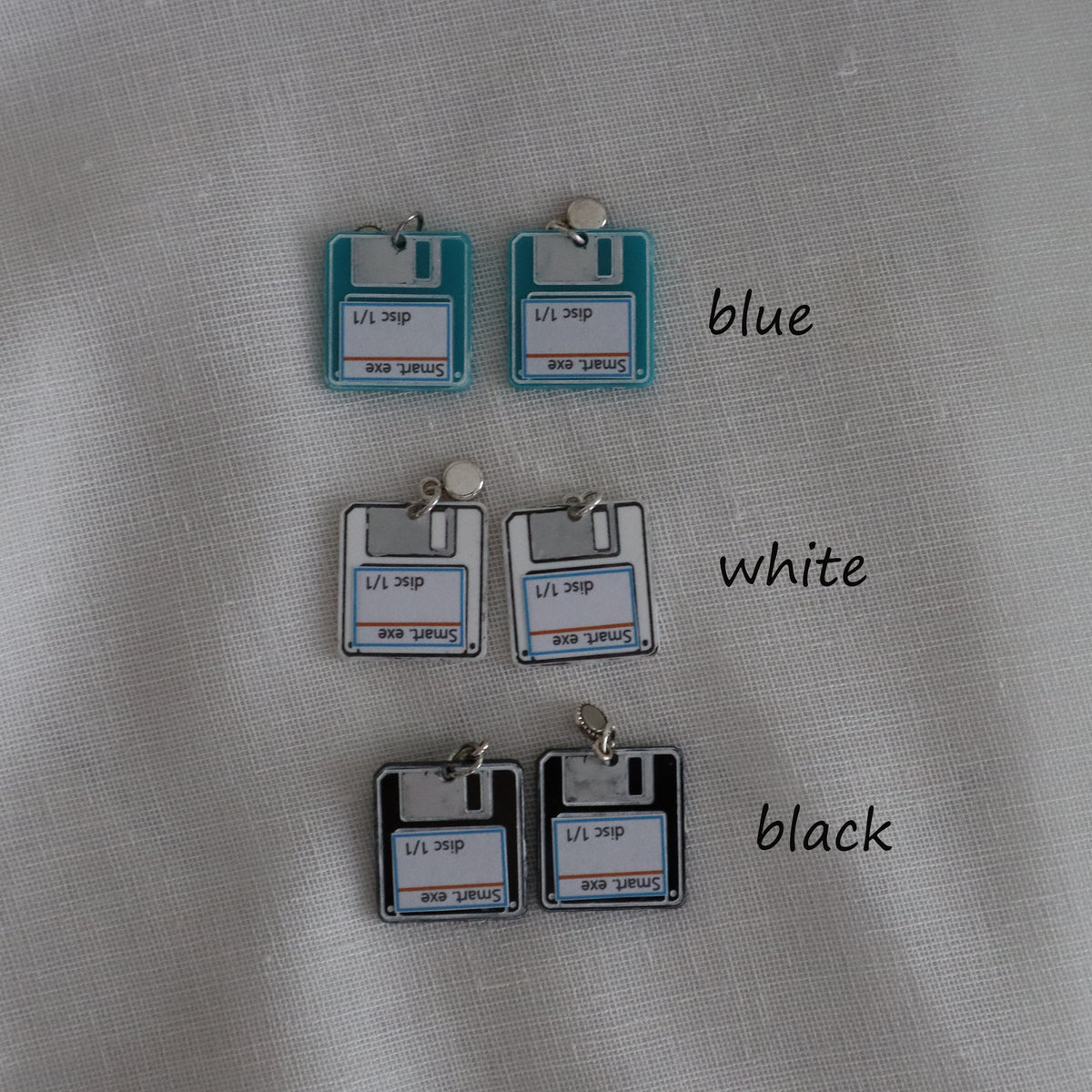 Boot Disc or Save Icon Acrylic No-Hole earrings for vinyl bjds - 3 color options