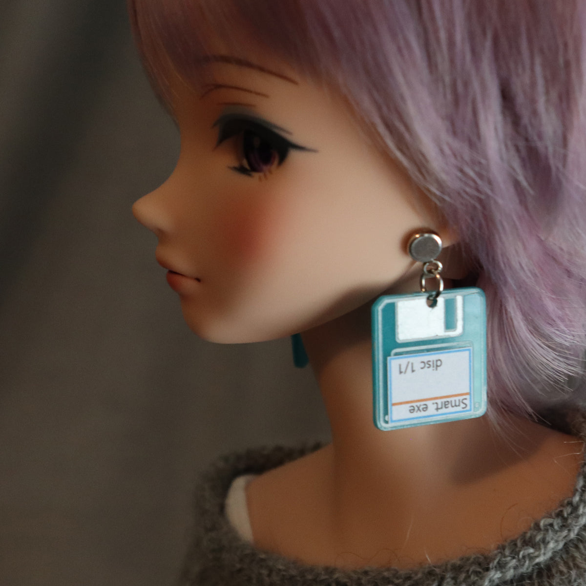 Boot Disc or Save Icon Acrylic No-Hole earrings for vinyl bjds - 3 color options