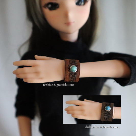 Bejeweled Leather Bracelet for Smartdolls - Rawhide or Dark Umber