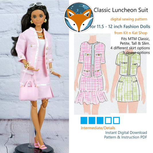 Digital Pattern for Classic Luncheon Suit for 11.5-12 inch Fashion Dolls